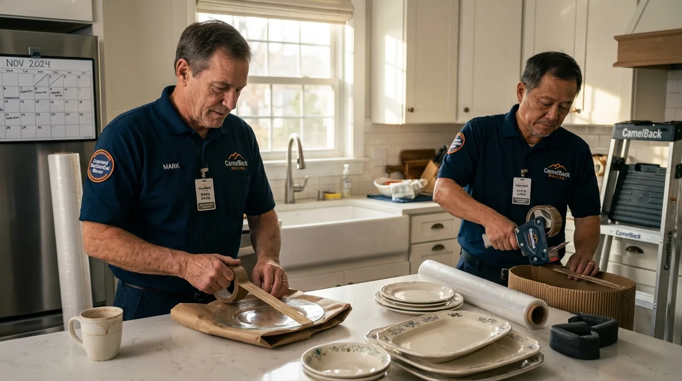 Professional crew packing kitchen dishware in Glade Spring, VA